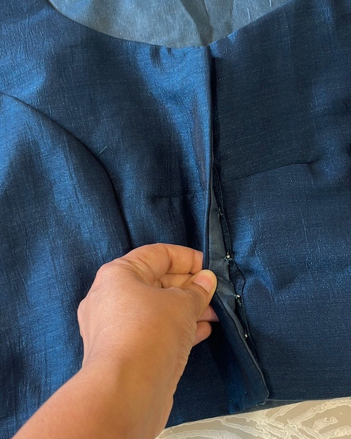 Plus Size Peacock Blue Plain Stretchable Blouse