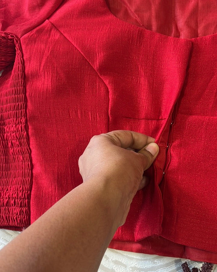 Plus Size Red Plain Stretchable Blouse
