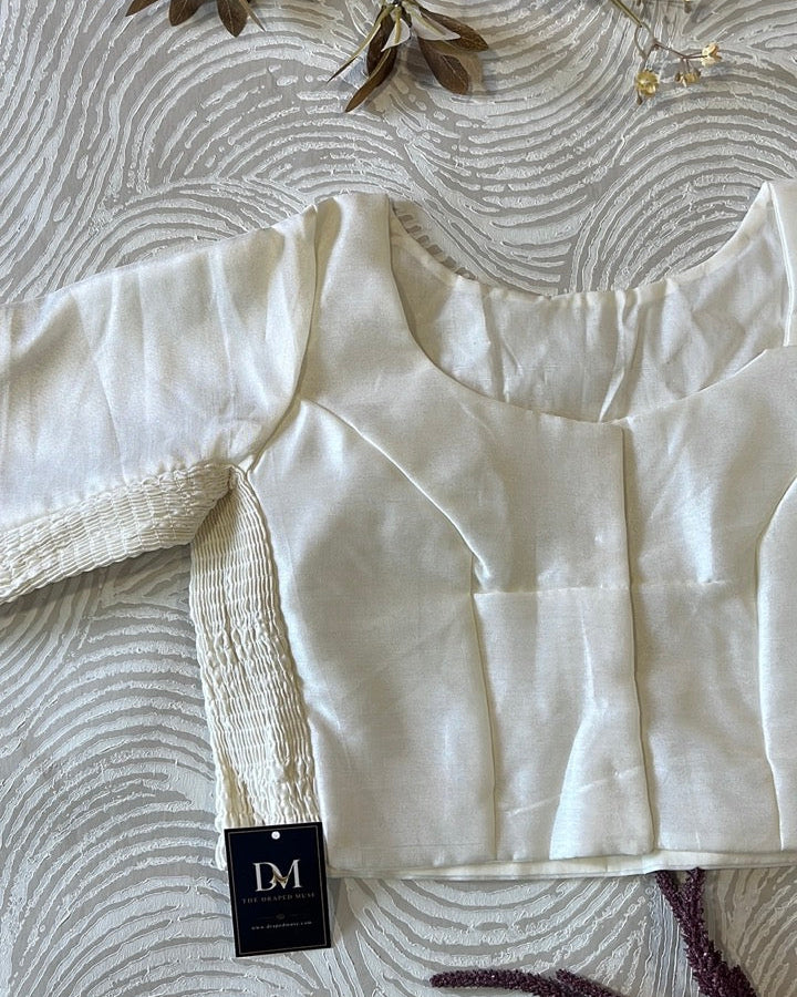 Plus Size White Plain Stretchable Blouse