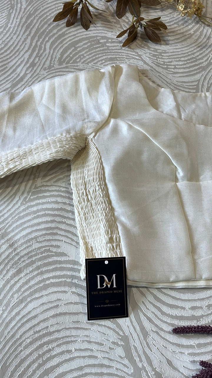 Plus Size White Plain Stretchable Blouse