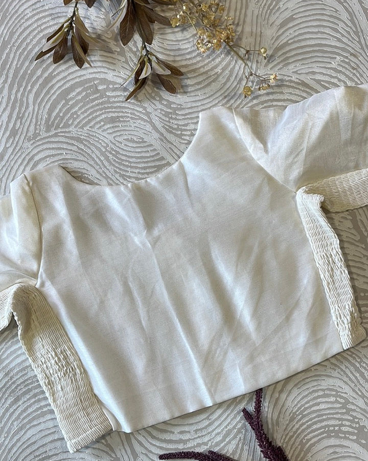 Plus Size White Plain Stretchable Blouse