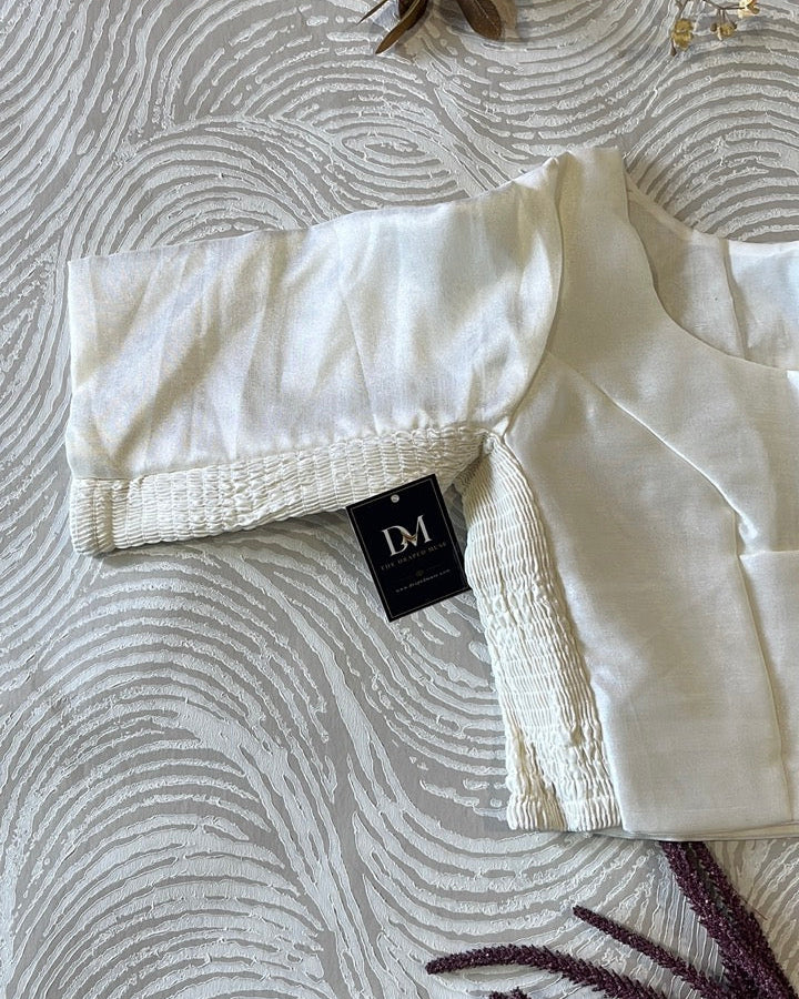 Plus Size White Plain Stretchable Blouse