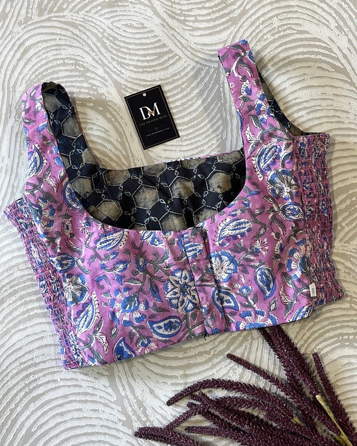 The Dual Muse Reversible Cotton Stretchable Blouse - Grey & Pink