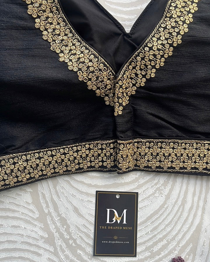 Black Silk Embroidered Blouse