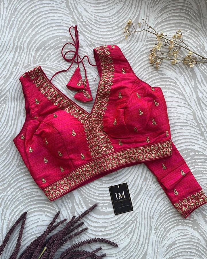 Pink Silk Embroidered Blouse