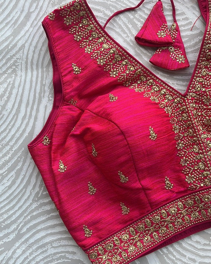 Pink Silk Embroidered Blouse