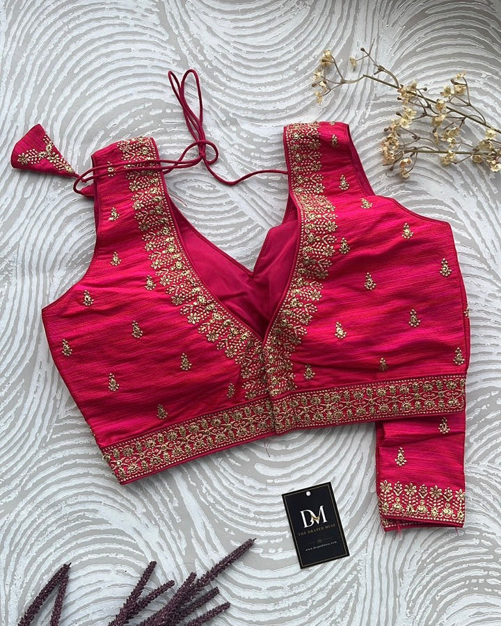 Pink Silk Embroidered Blouse