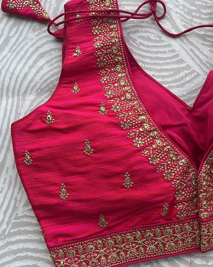 Pink Silk Embroidered Blouse