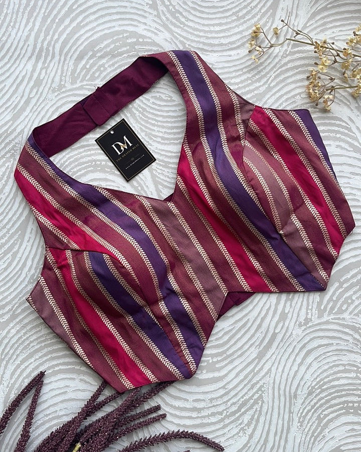 Pink Banarasi Halter Blouse