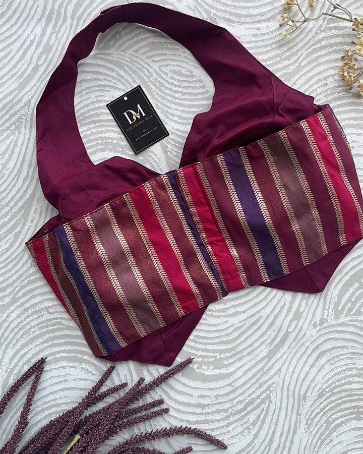 Pink Banarasi Halter Blouse