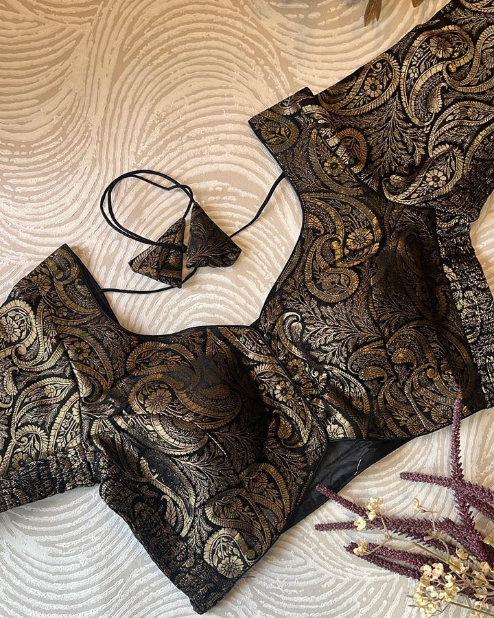 Black Banarasi Stretchable Blouse