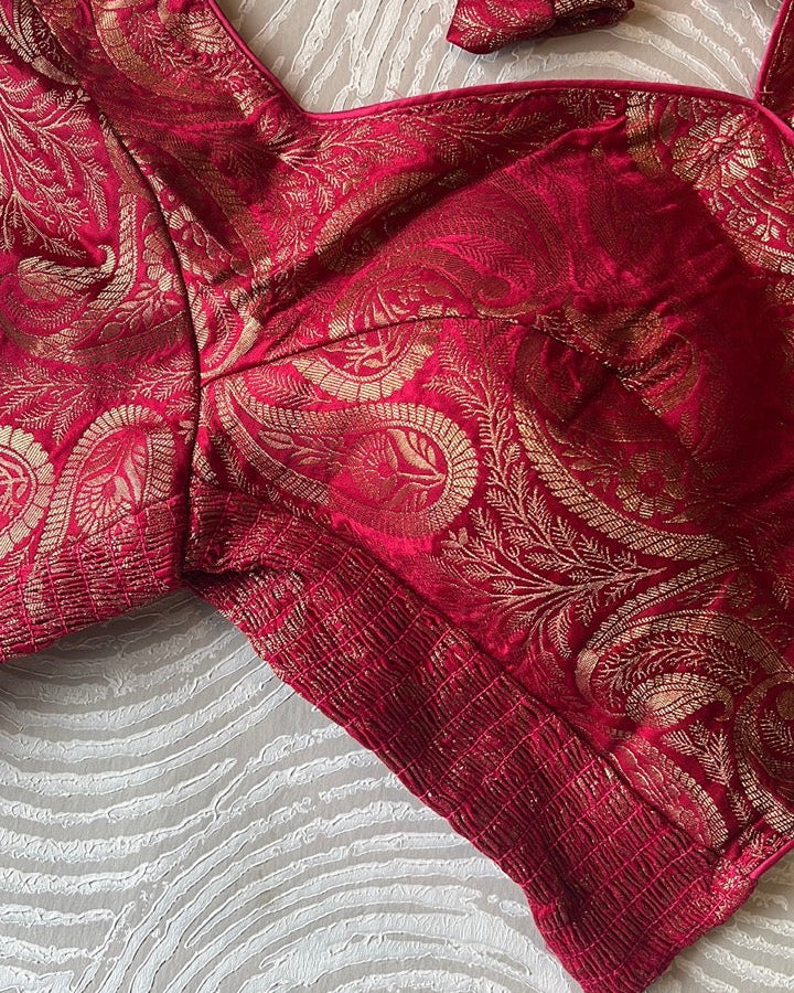 Pink Banarasi Stretchable Blouse