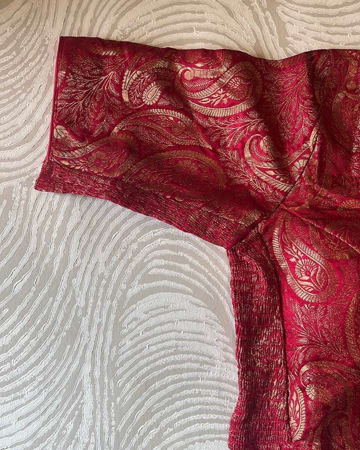 Pink Banarasi Stretchable Blouse