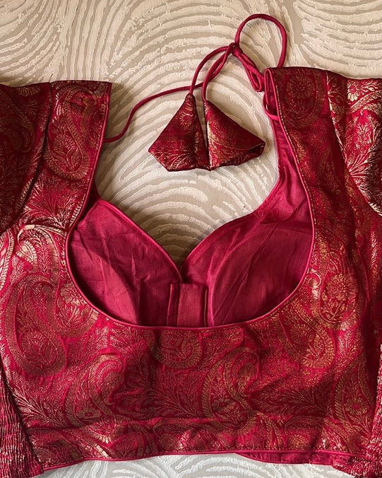 Pink Banarasi Stretchable Blouse