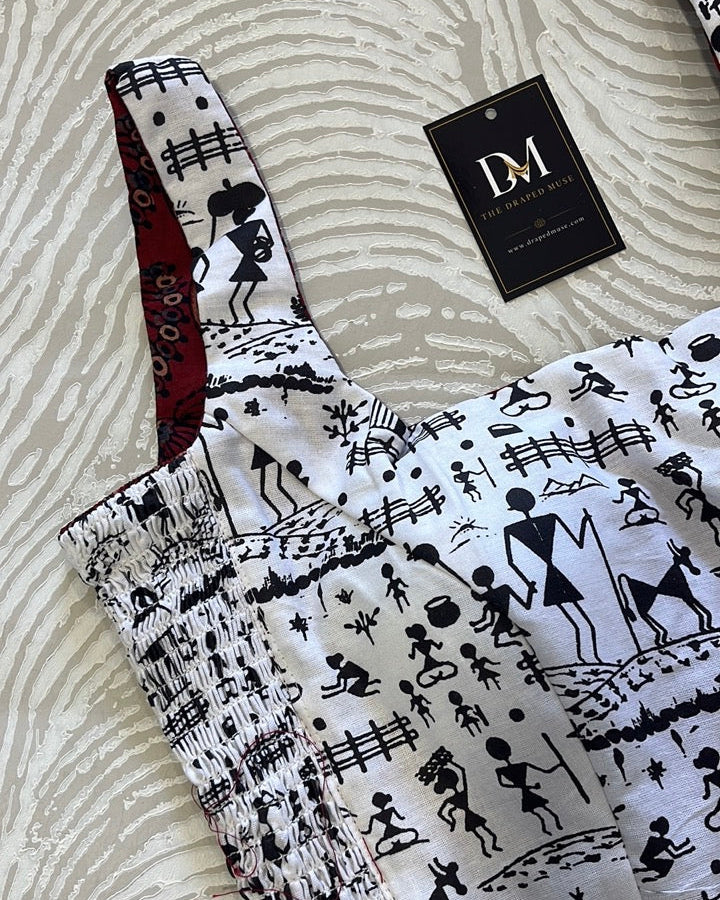 The Dual Muse Reversible Cotton Stretchable Blouse - White and Maroon