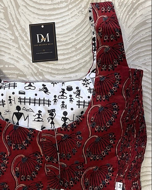 The Dual Muse Reversible Cotton Stretchable Blouse - White and Maroon