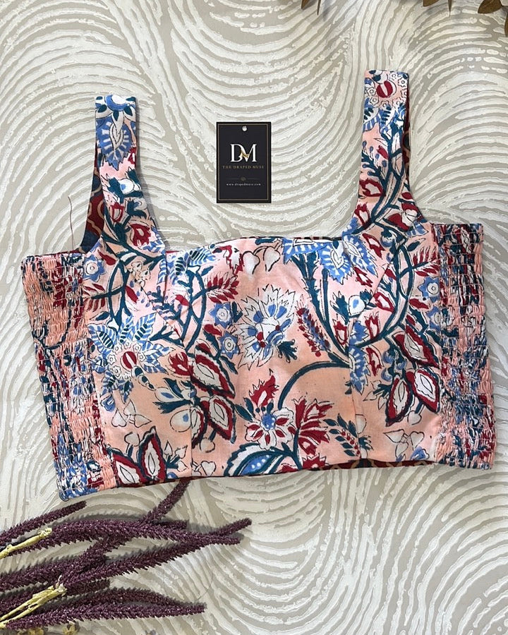 The Dual Muse Reversible Cotton Stretchable Blouse - Peach and Red