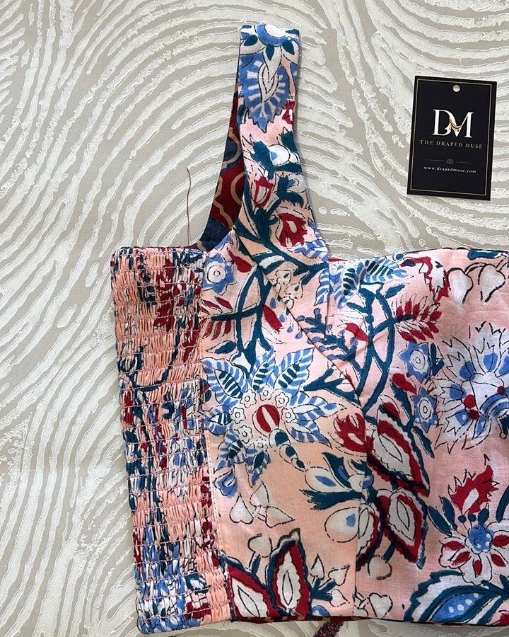 The Dual Muse Reversible Cotton Stretchable Blouse - Peach and Red