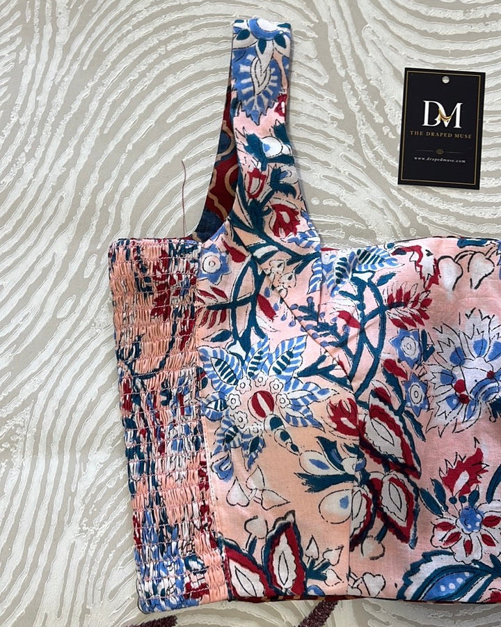 The Dual Muse Reversible Cotton Stretchable Blouse - Peach and Red