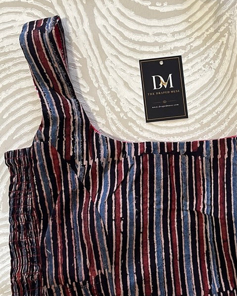 The Dual Muse Reversible Cotton Stretchable Blouse - Stripes and Red