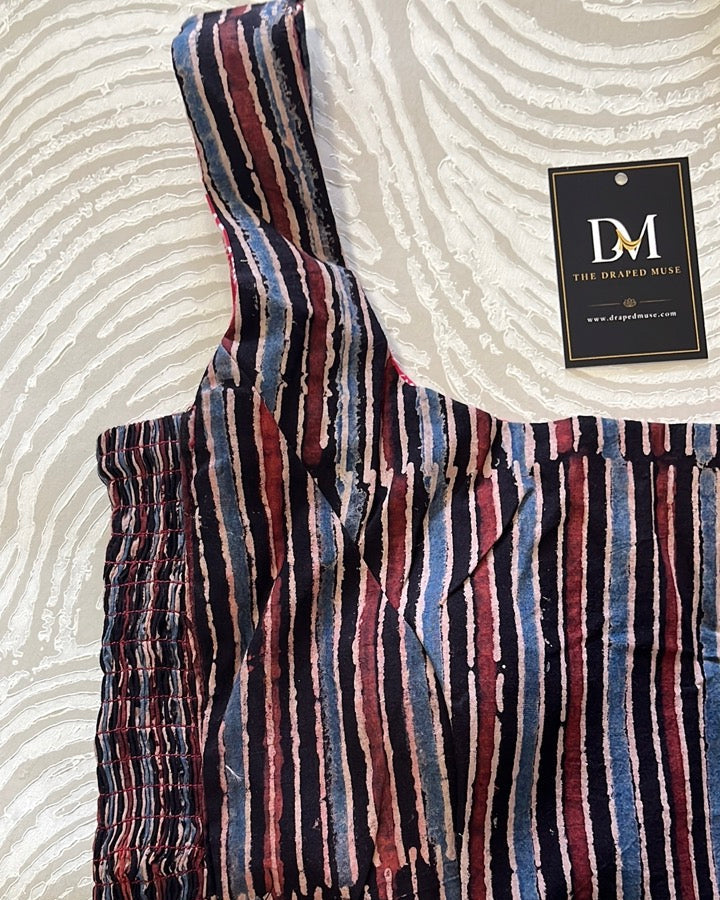 The Dual Muse Reversible Cotton Stretchable Blouse - Stripes and Red