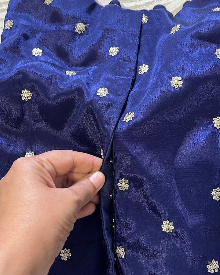 Navy Blue Crepe Stretchable Blouse