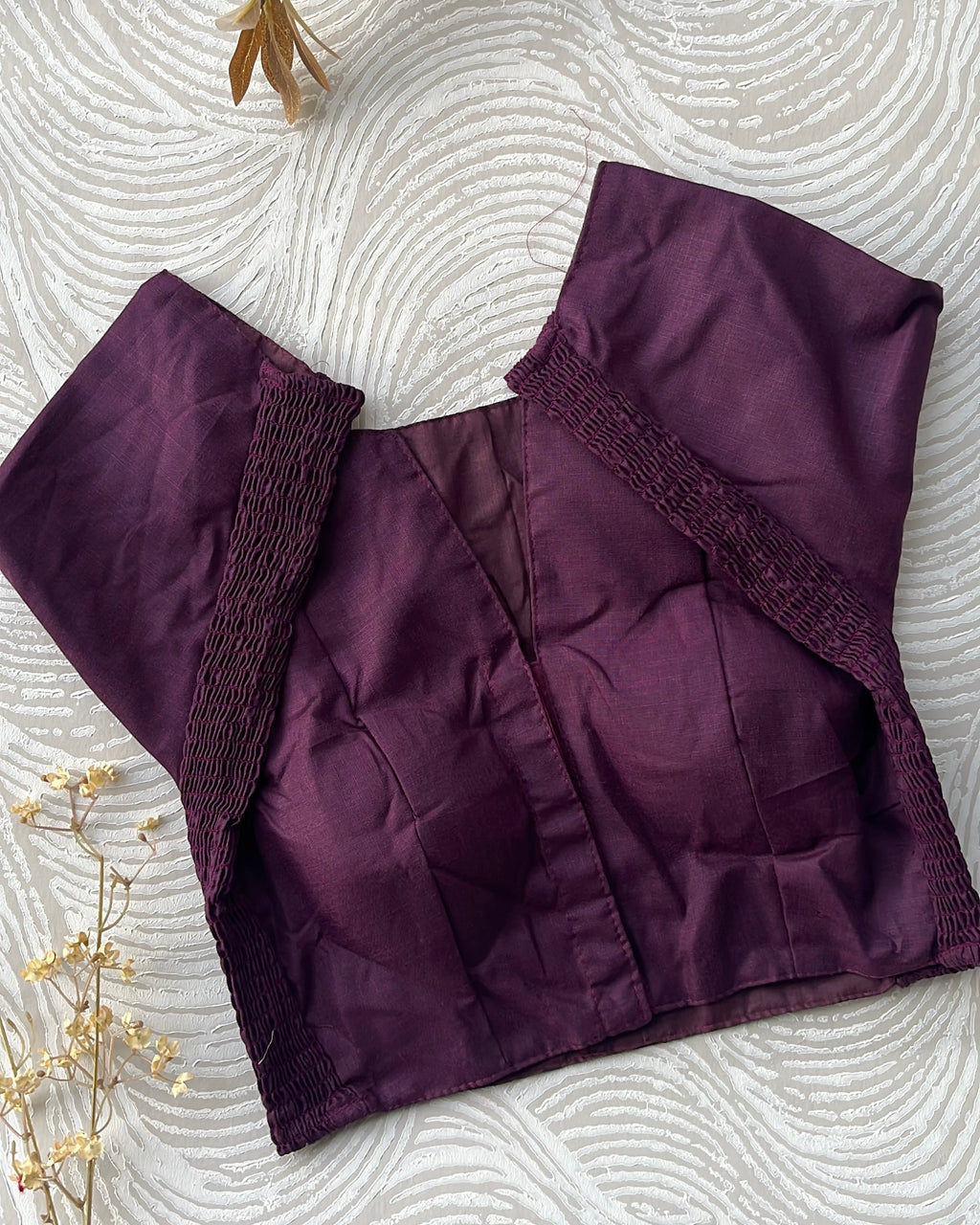 Purple Plain Cotton Stretchable Blouse