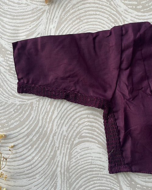 Purple Plain Cotton Stretchable Blouse