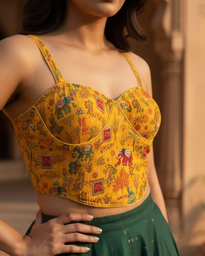 Banarasi Corset Yellow