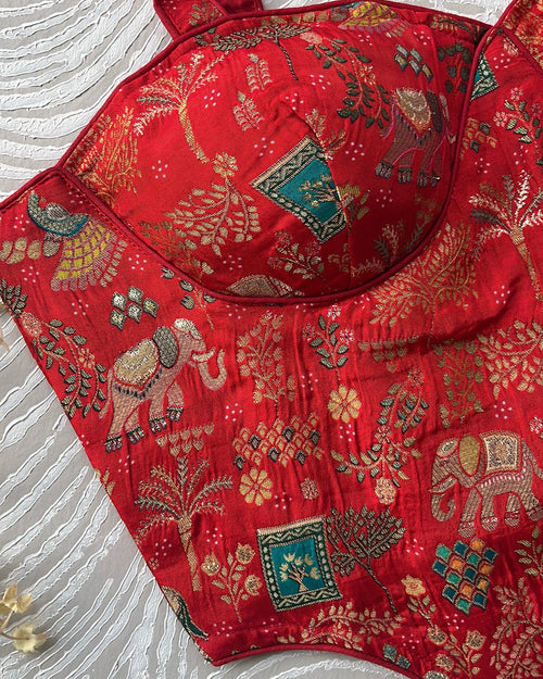 Banarasi Corset Red