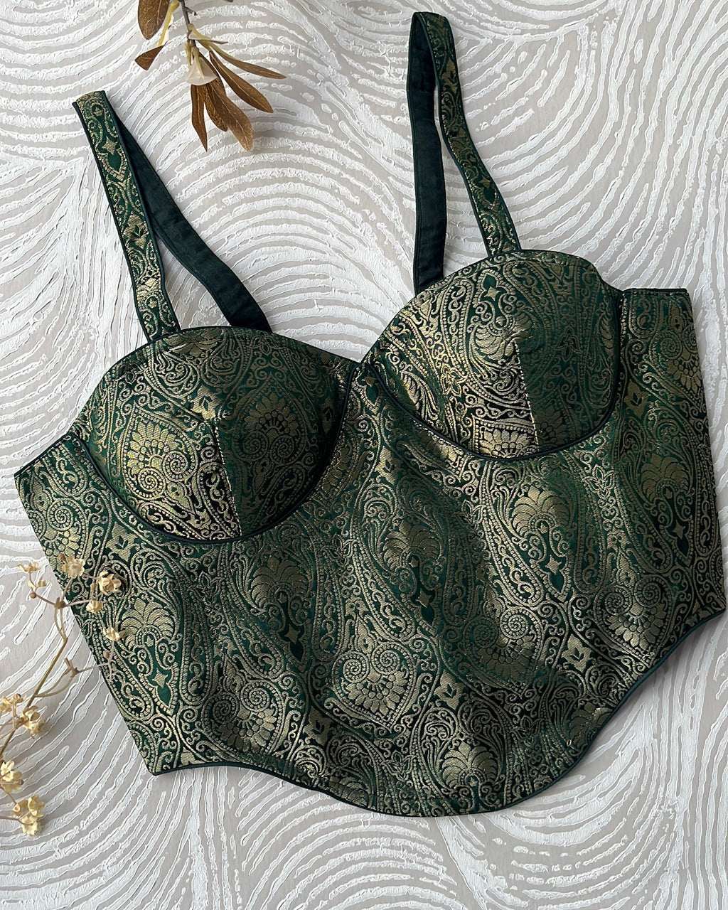 Brocade Corset Bottle Green