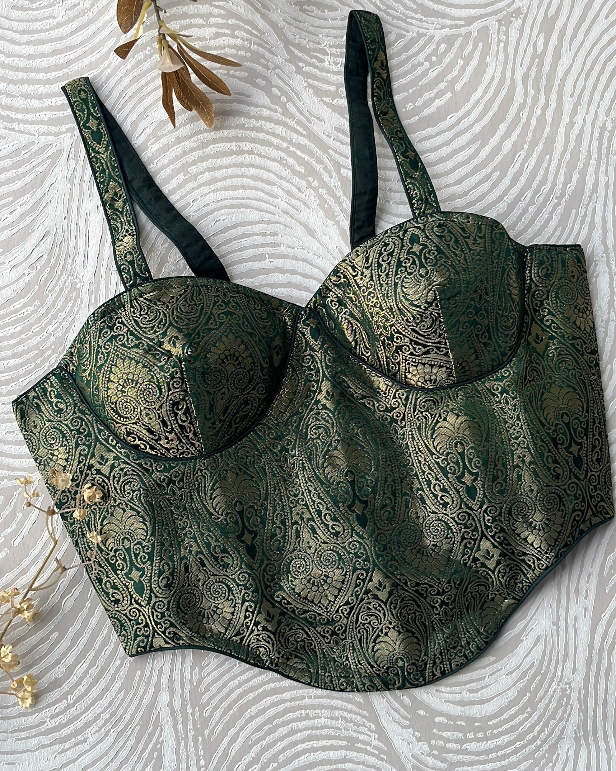 Brocade Corset Bottle Green
