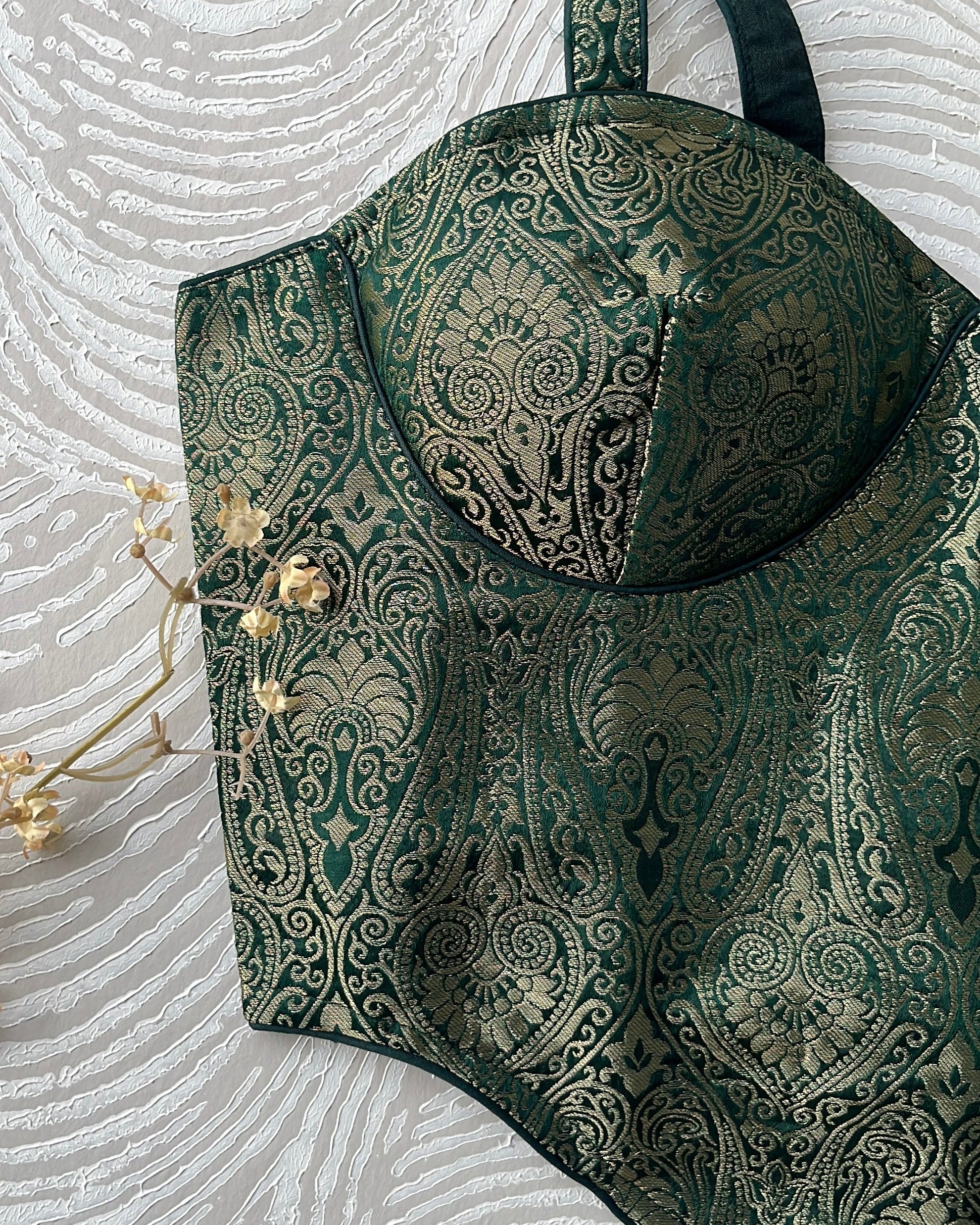 Brocade Corset Bottle Green
