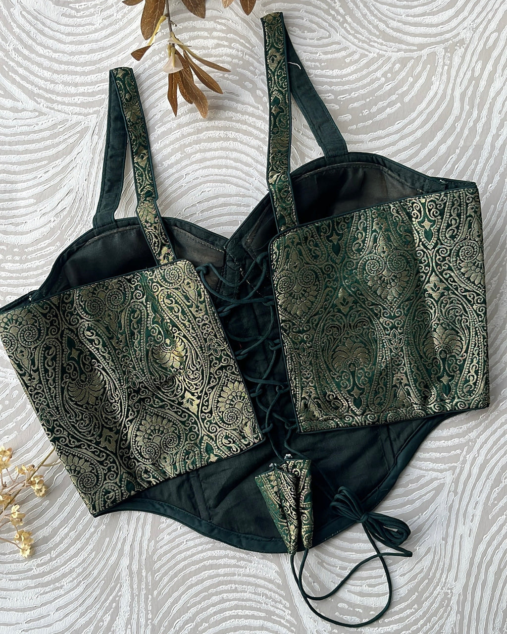 Brocade Corset Bottle Green