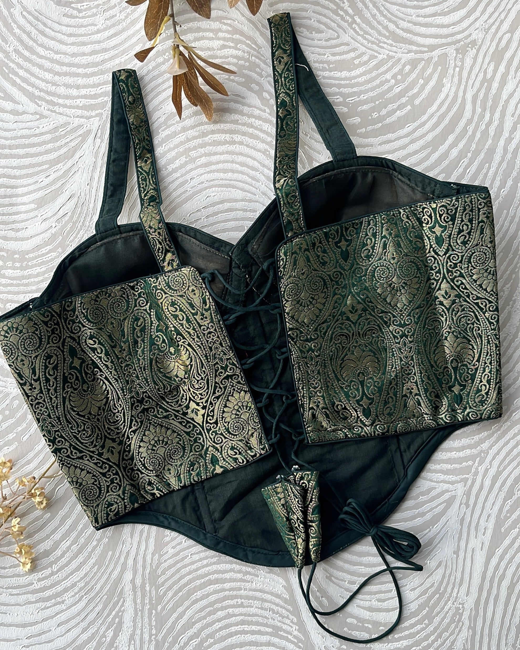 Brocade Corset Bottle Green