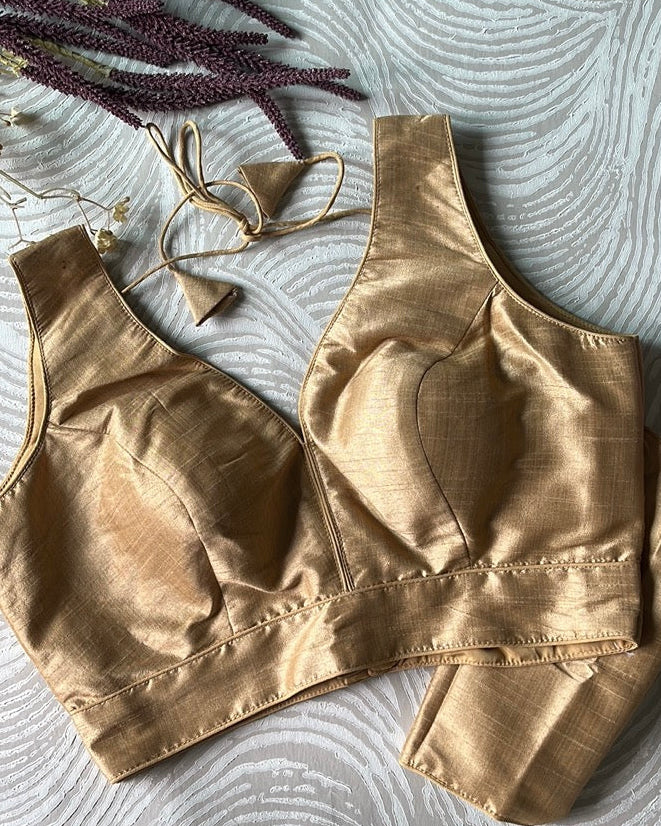 Gold Raw Silk Blouse