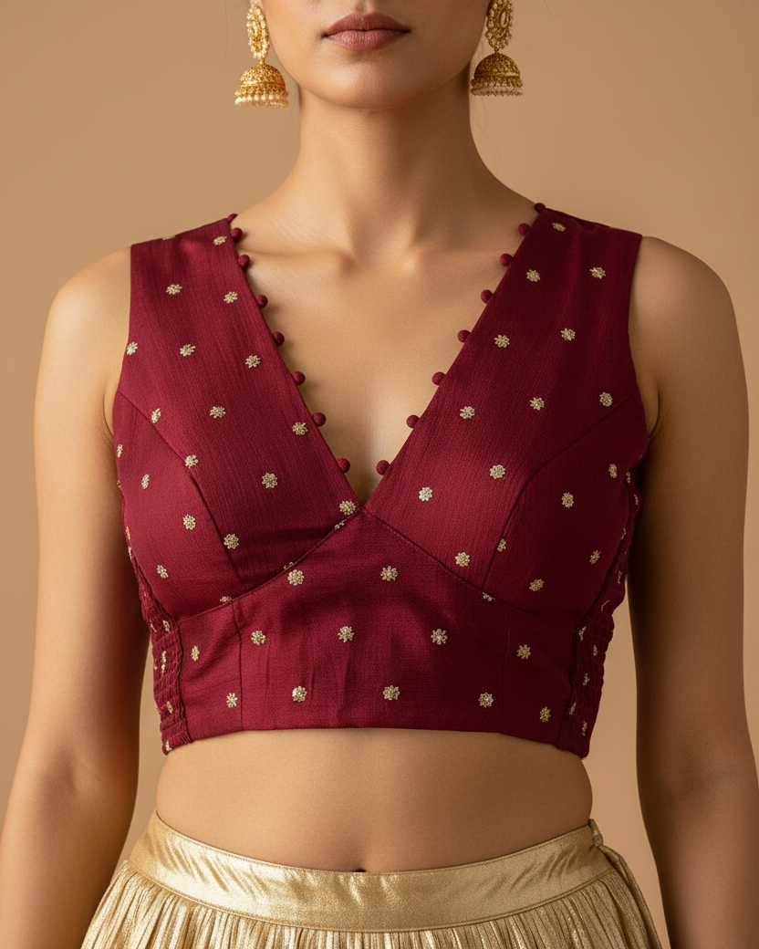 Maroon Crepe Stretchable Blouse