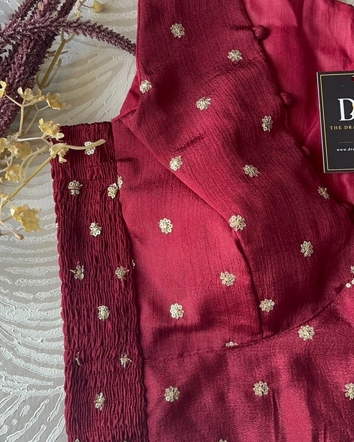 Maroon Crepe Stretchable Blouse
