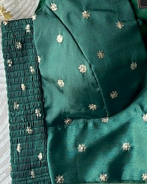 Dark Green Crepe Stretchable Blouse