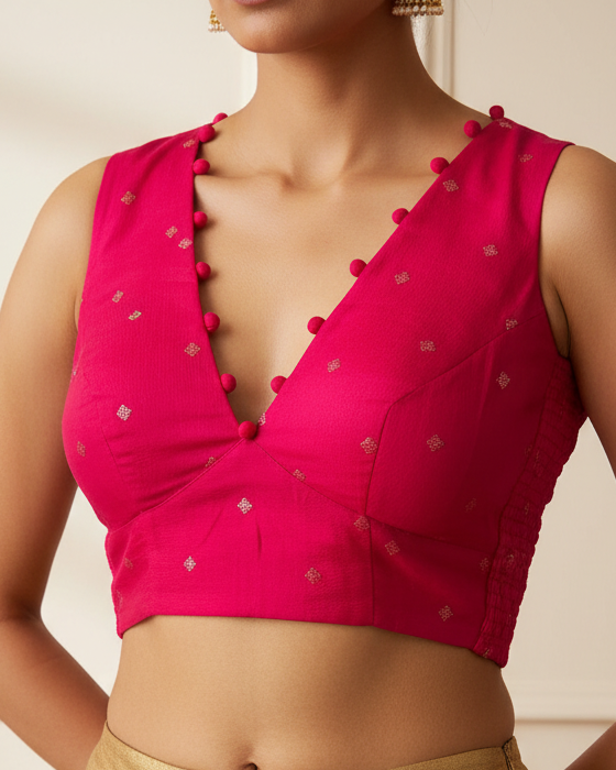 Rani Pink Crepe Stretchable Blouse