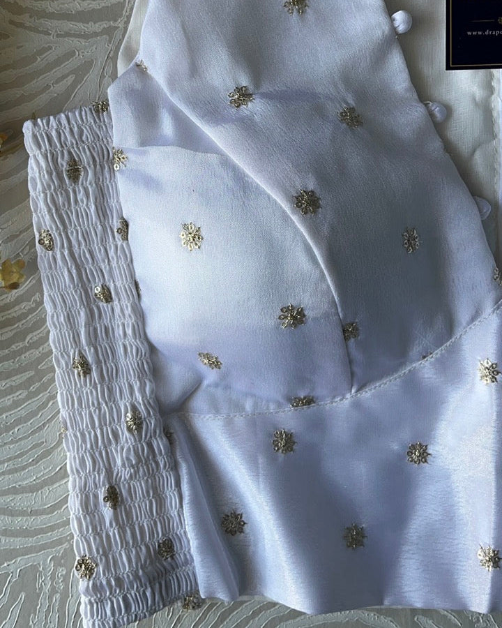 White Crepe Stretchable Blouse