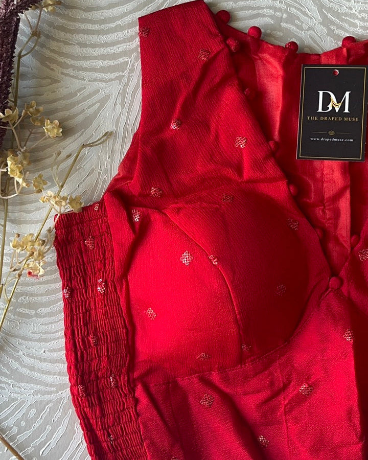 Red Crepe Stretchable Blouse