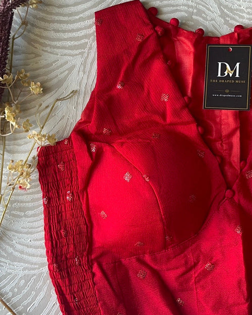 Red Crepe Stretchable Blouse