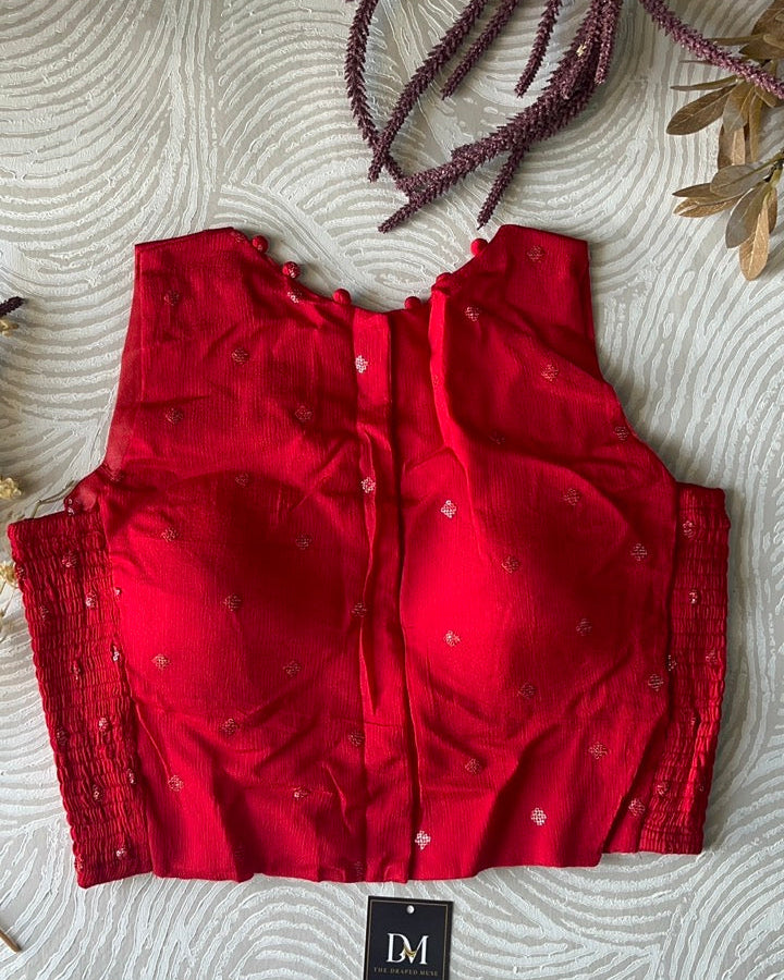 Red Crepe Stretchable Blouse