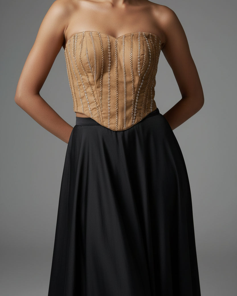 Gold Sequins Tube Corset