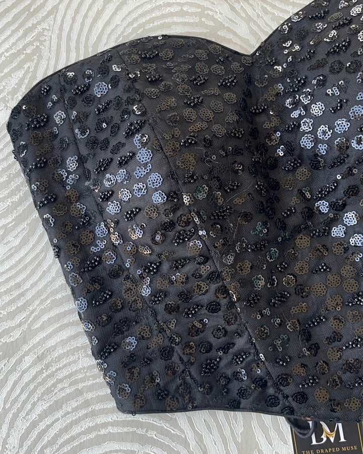Black Sequins Tube Corset