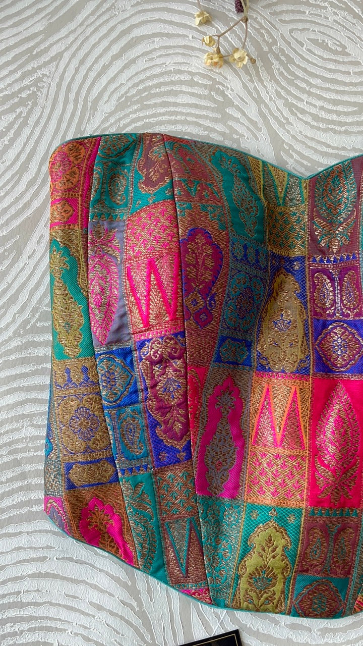 Multicolour Silk Banarasi Tube Corset