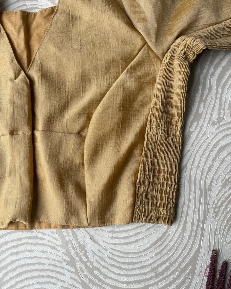 Plus Size Gold Plain Stretchable Blouse