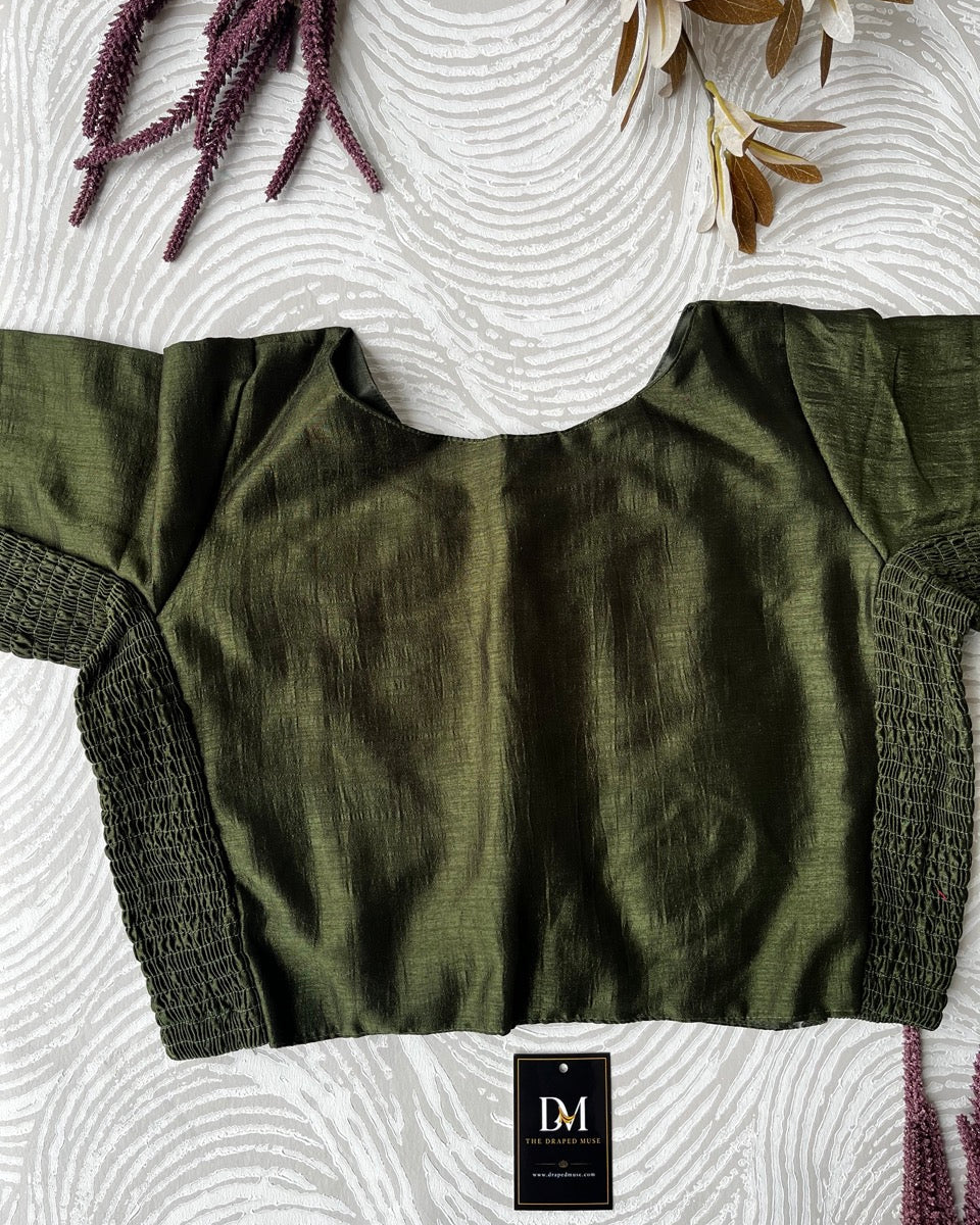 Plus Size Mehendi Green Plain Stretchable Blouse