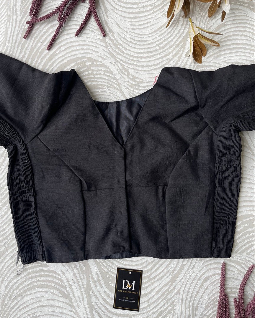 Plus Size Black Plain Stretchable Blouse